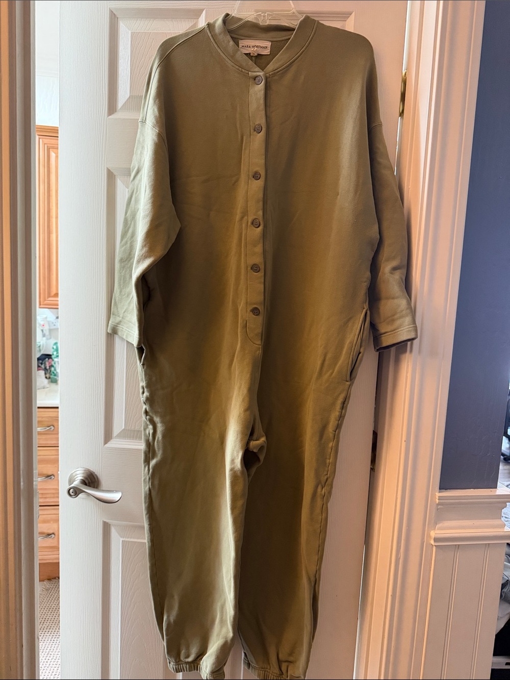 Mara Hoffman Olive Green Button-Front Jumpsuit